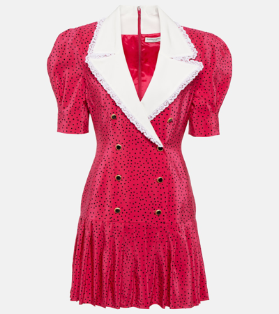 Shop Alessandra Rich Polka-dot Silk Minidress In Pink