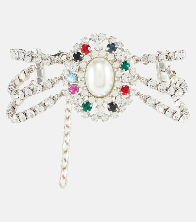Shop Alessandra Rich Embellished Choker In Multicoloured