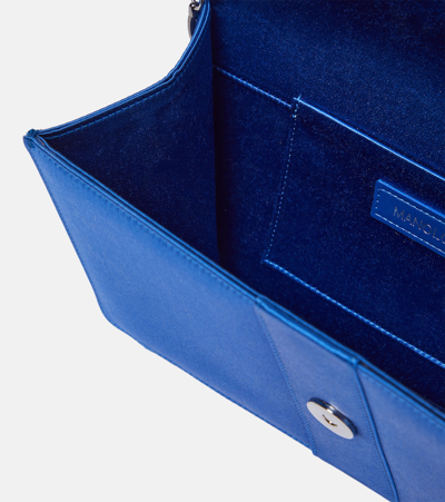 Manolo Blahnik Capri Crystal-embellished Satin Clutch In Blue
