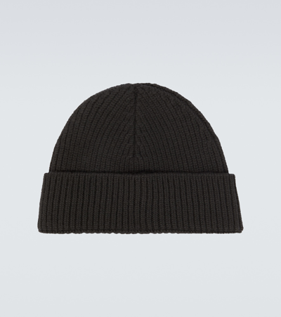 Ami Alexandre Mattiussi Ami Paris Ami De Coeur Logo Embroidered Ribbed-knitted Beanie In Black