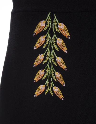 Shop Etro Pencil Skirt With Foliage Embroidery In Black