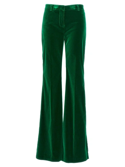 Shop Etro Velvet Pants In Green