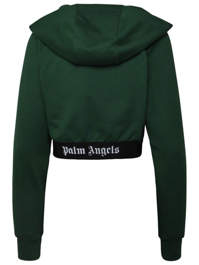 Shop Palm Angels Green Cotton Hoodie