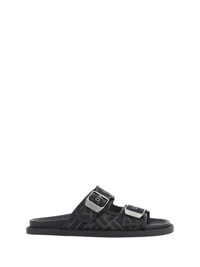 Shop Fendi Sandals In Grigio+nero