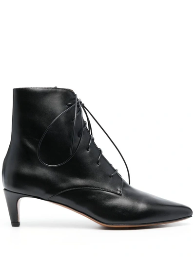 Shop Forte Forte Forte_forte Laced Up Leather Anckle Boots Shoes In Black