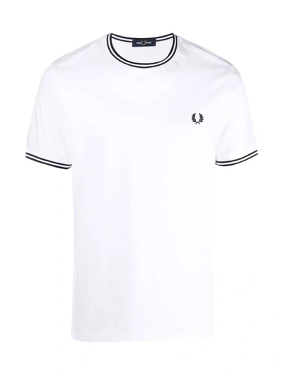 Shop Fred Perry Fp Twin Tipped T-shirt Clothing In White