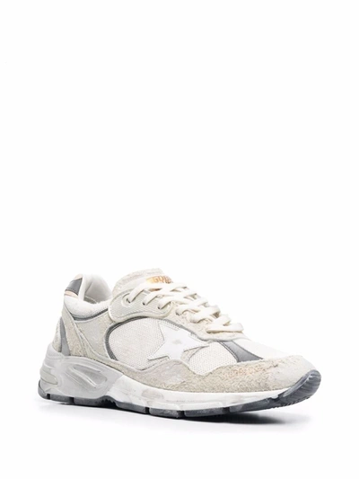 Shop Golden Goose Panelled Leather Sneakers In White/silver