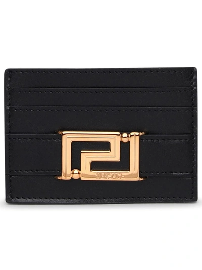 Shop Versace Greca Goddess Black Leather Card Holder