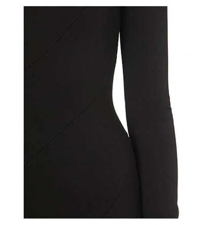 Shop Victoria Beckham Flared Stretch-knit Dress In Black