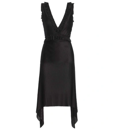 Shop Givenchy Pleated Satin Dress In Black
