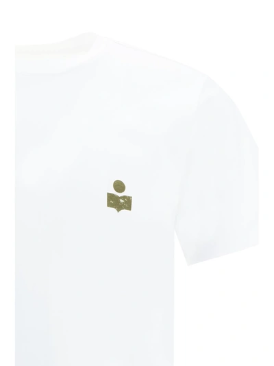 Shop Isabel Marant T-shirts In Khaki/white