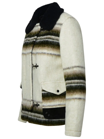 Shop Fay Ivory Wool Blend Jacket In Multicolor