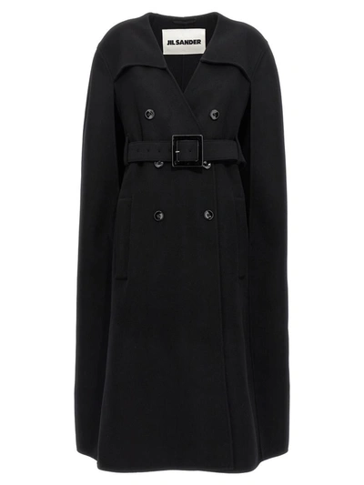 Shop Jil Sander Double-breasted Coat In Black