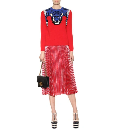 Shop Gucci Embellished Wool Sweater In Red Diamoed