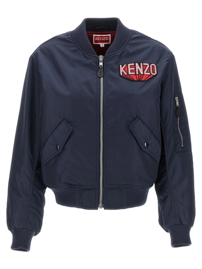 Shop Kenzo ' 3d' Bomber Jacket In Blue