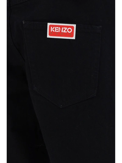Shop Kenzo Jeans In Rinse Black Denim