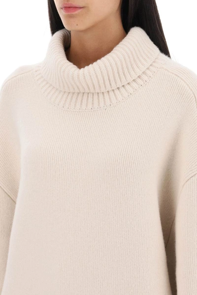 Shop Khaite 'landen' Oversized Funnel-neck Sweater In White