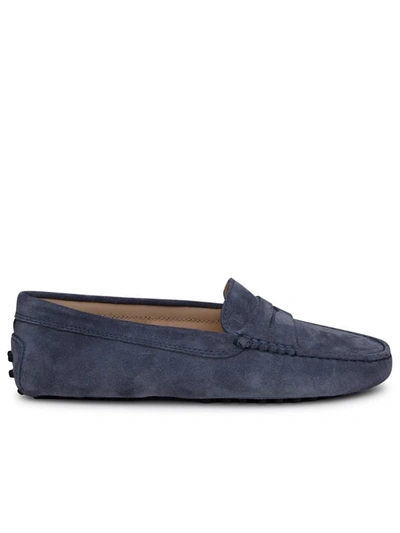 Shop Tod's Light Blue Suede Loafers