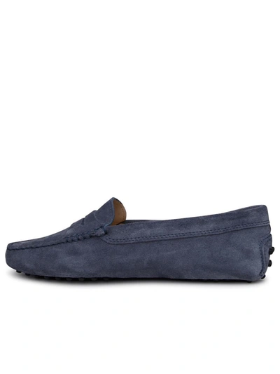 Shop Tod's Light Blue Suede Loafers