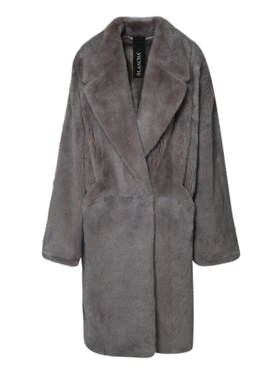 Shop Blancha ® Long Gray Mink Fur In Grey