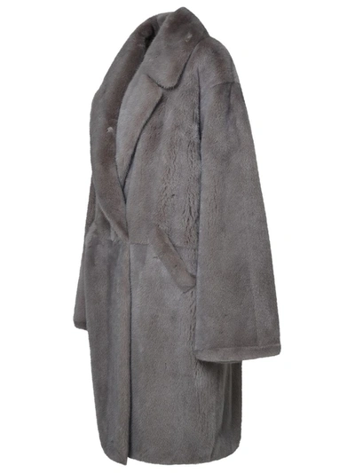 Shop Blancha ® Long Gray Mink Fur In Grey