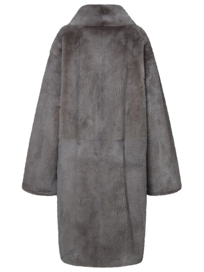 Shop Blancha ® Long Gray Mink Fur In Grey