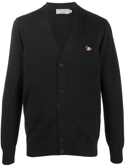 Shop Maison Kitsuné Button-up Wool Cardigan In Black