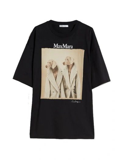 Shop Max Mara Tacco Wegman Print Cotton T-shirt In Nero