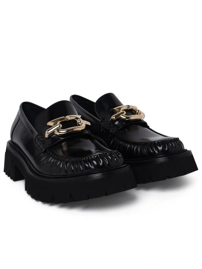 Shop Ferragamo Ingrid Black Calf Leather Loafers