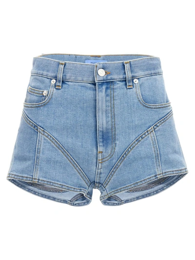 Shop Mugler Denim Shorts In Light Blue