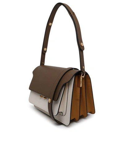Shop Marni Multicolor Leather Midi Trunk Bag In Brown