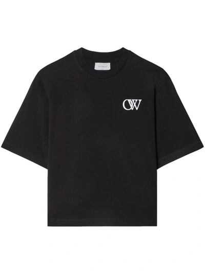 Shop Off-white Logo-print Short-sleeve T-shirt In Black White