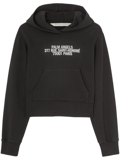 Shop Palm Angels 75001 Cotton Hoodie In Black White