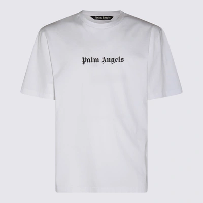 Shop Palm Angels White And Black Cotton T-shirt