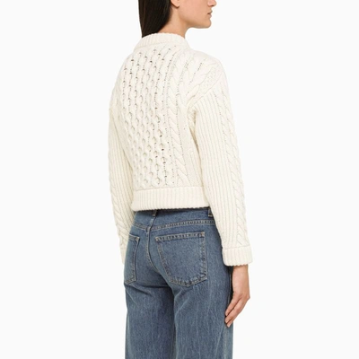 Shop Patou Ivory Openwork Crew-neck Jumper In White