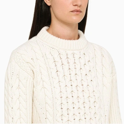 Shop Patou Ivory Openwork Crew-neck Jumper In White