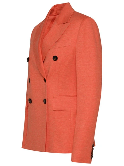 Shop Max Mara Peach Linen Blend Zirlo Blazer Jacket In Orange