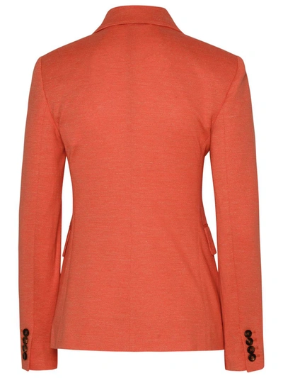 Shop Max Mara Peach Linen Blend Zirlo Blazer Jacket In Orange