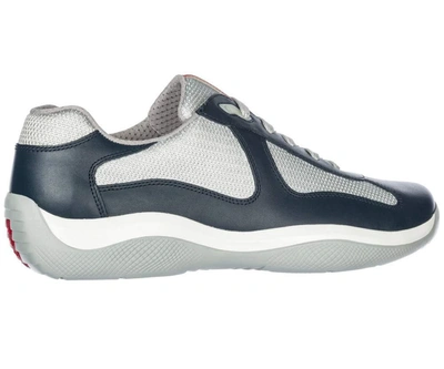 Prada Navy & Silver Vernice America's Cup Sneakers In Blue | ModeSens