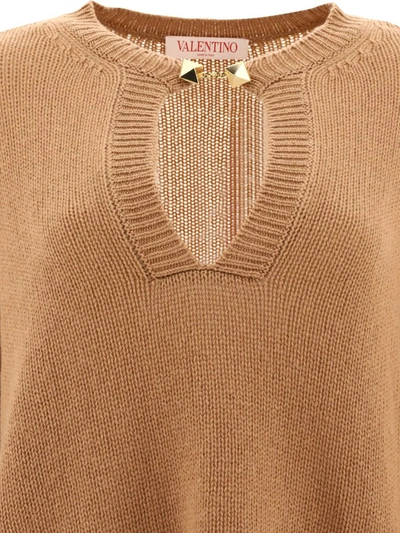 Shop Valentino Rockstud-detailed Sweater In Brown