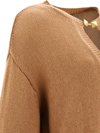 Shop Valentino Rockstud-detailed Sweater In Brown