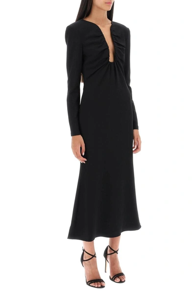Shop Roland Mouret Midi Dress With Plunging Neckline In Black