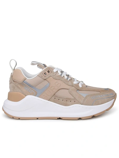 Shop Burberry Sean 32 Sneakers In Beige Leather Blend