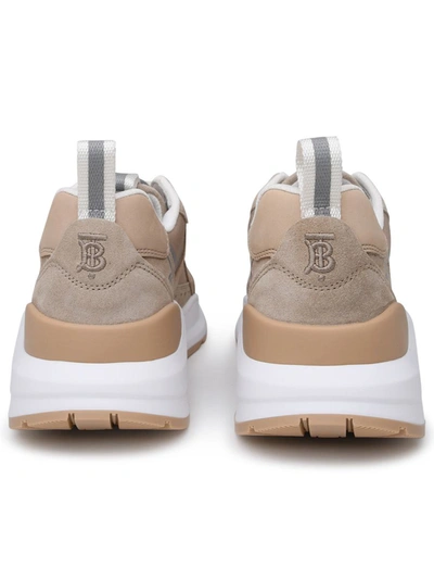 Shop Burberry Sean 32 Sneakers In Beige Leather Blend