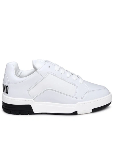 Shop Moschino Kevin40 White Leather Sneakers