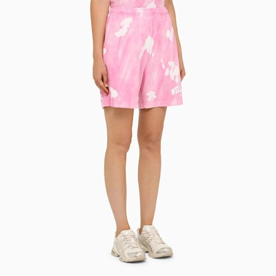 Shop Sporty And Rich Sporty & Rich Fuchsia/white Tie-dye Shorts In Pink