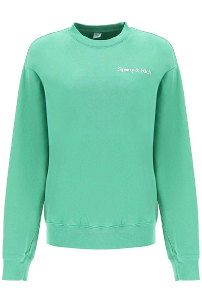 Shop Sporty And Rich Sporty Rich Le Racquet Club Crew-neck Sweatshirt In Green