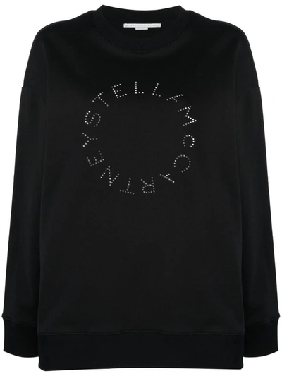 Shop Stella Mccartney Rhinestone-embellished Logo Sweatshirt In Black