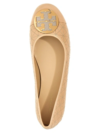 Shop Tory Burch 'claire Quilted' Ballet Flats In Beige