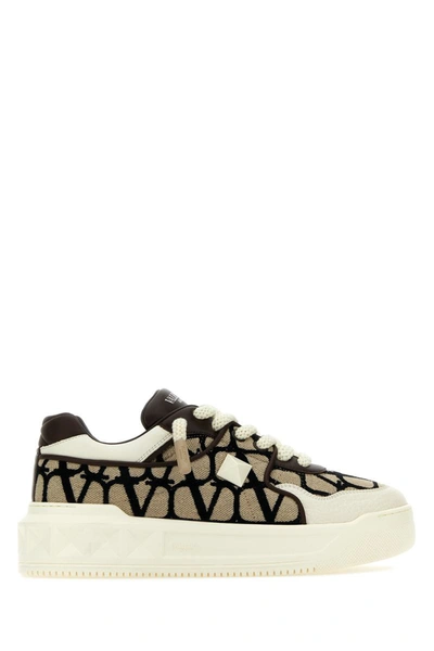 Valentino One Stud Xl Toile Iconographe Sneakers In Natnerfonivoivo